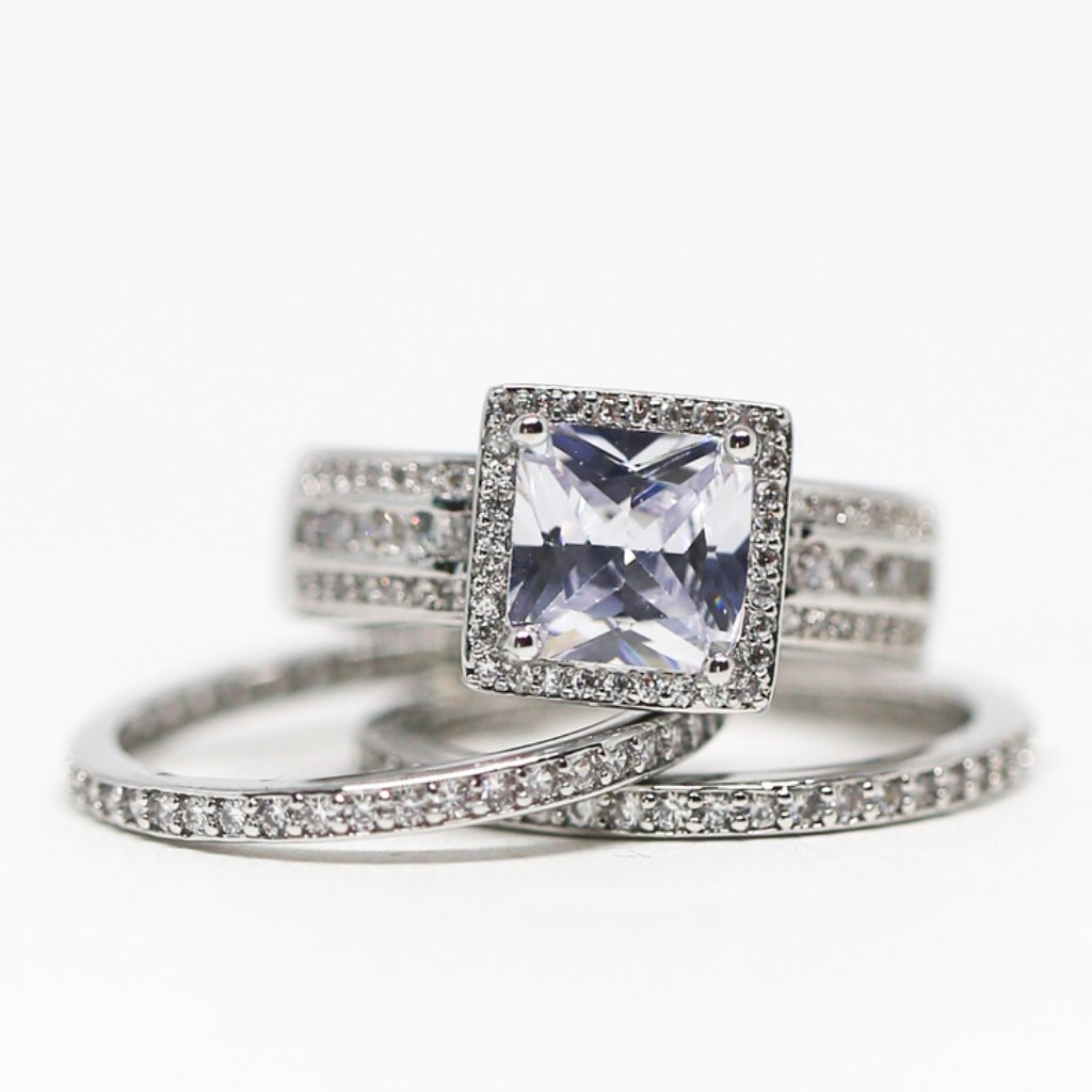 18k Gold Dipped White Topaz Engagement Ring